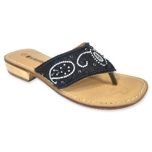 No Boundaries | Y2K Boho Beaded Sandals with Wood Block Heel